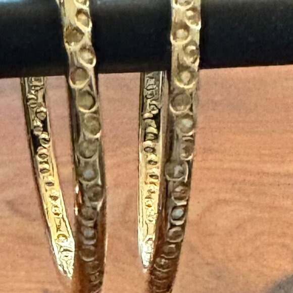 2 PAIRS VINTAGE SWAROVSKI HOOP EARRINGS GOLD & SILVER CLEAR PAVE CRYSTALS - Picture 2 of 13